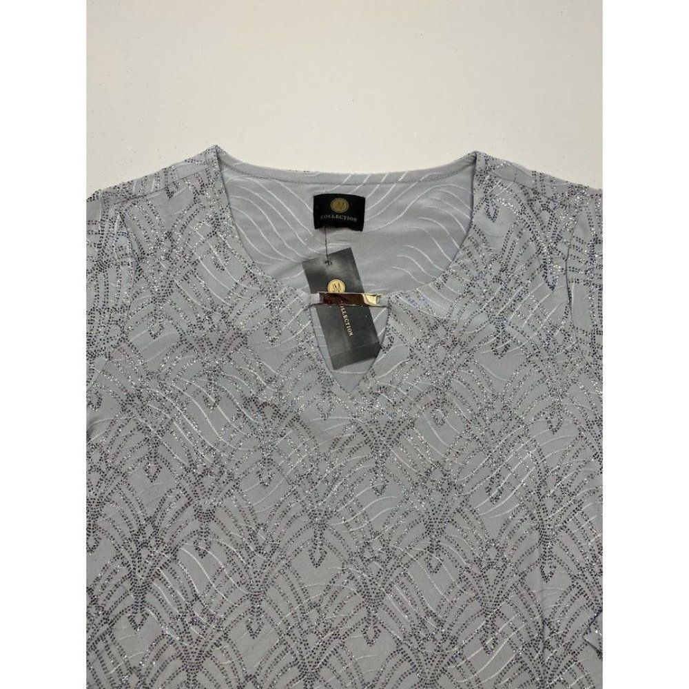 Jm Collection Blouse Top Xxl 2xl Gray Silver Women's Glitter Sparkle New — image 4 of 7